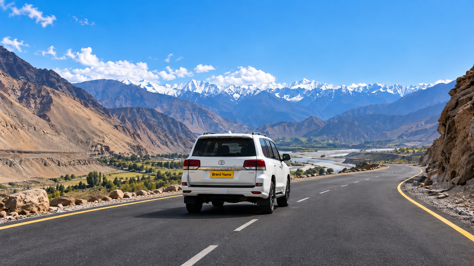 Car travelling through mountain roads
